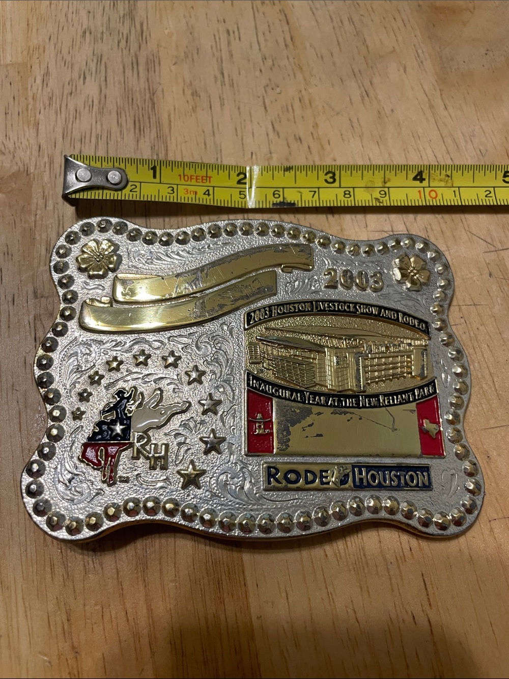 Western Rodeo Belt Buckle - Silver and Gold Accent - Picture 6 of 6